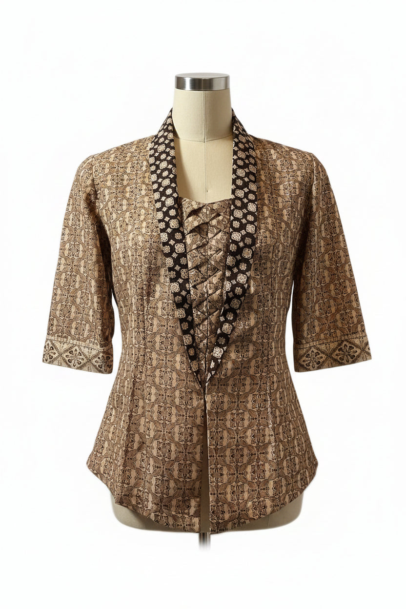 Ladies Batik Top LBT-S-BROWN-X1004