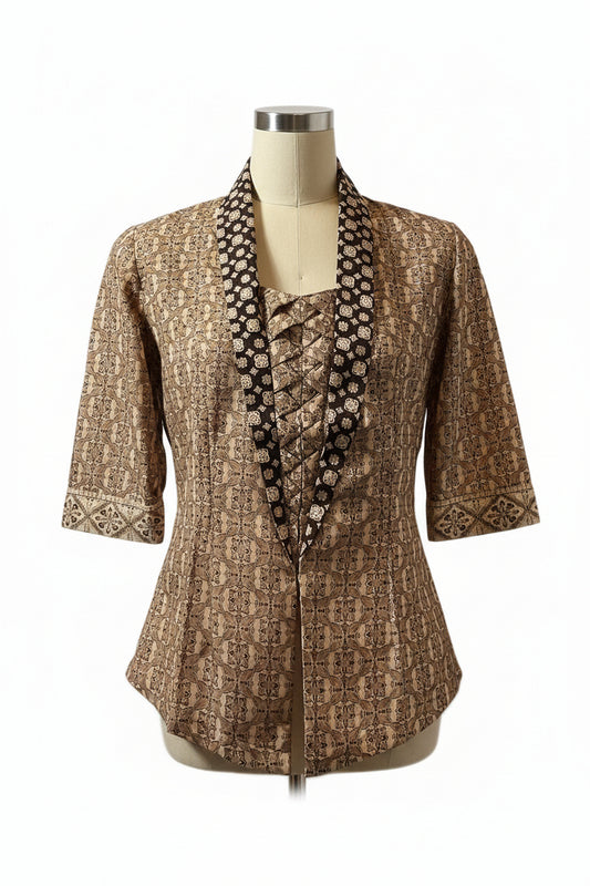 Ladies Batik Top LBT-S-BROWN-X1004