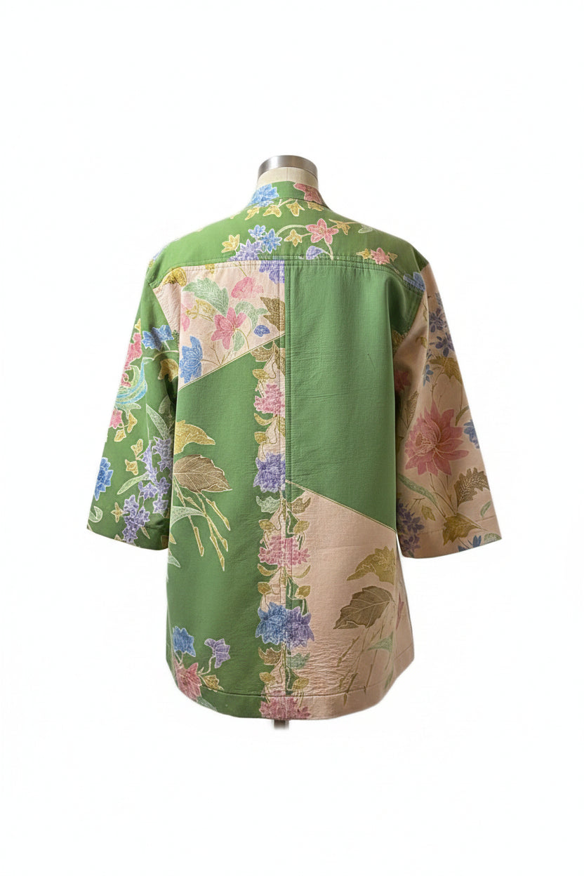 Mens Batik Top MBT-L-PEACH/GREEN-22017