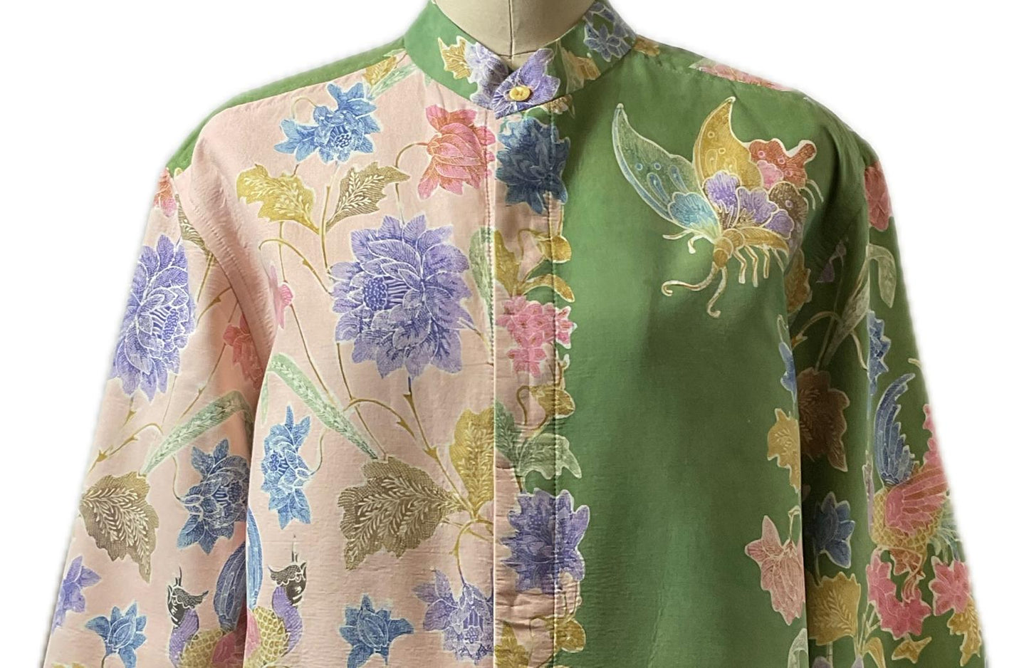 Mens Batik Top MBT-L-PEACH/GREEN-22017