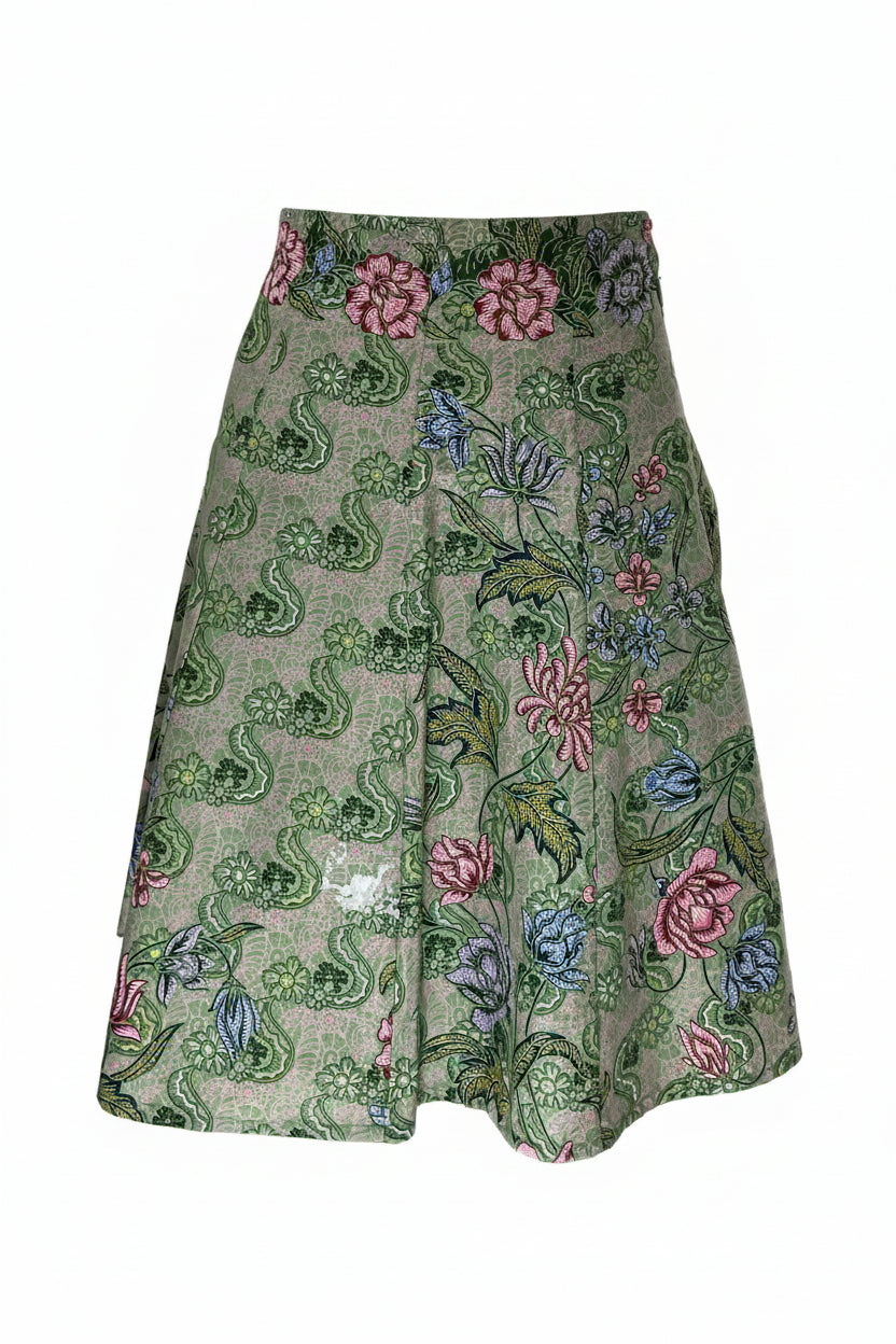 Ladies Batik Skirt LBSS-S-GREEN-A11-1001