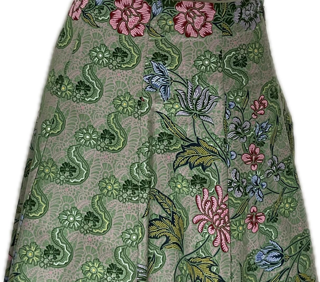 Ladies Batik Skirt LBSS-S-GREEN-A11-1001