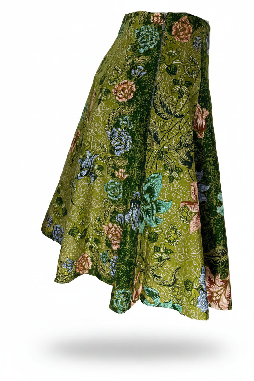 Ladies Batik Skirt LBSS-S-GREEN-A11-1002