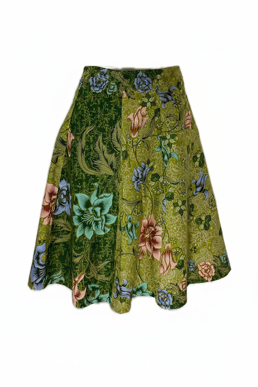 Ladies Batik Skirt LBSS-S-GREEN-A11-1002