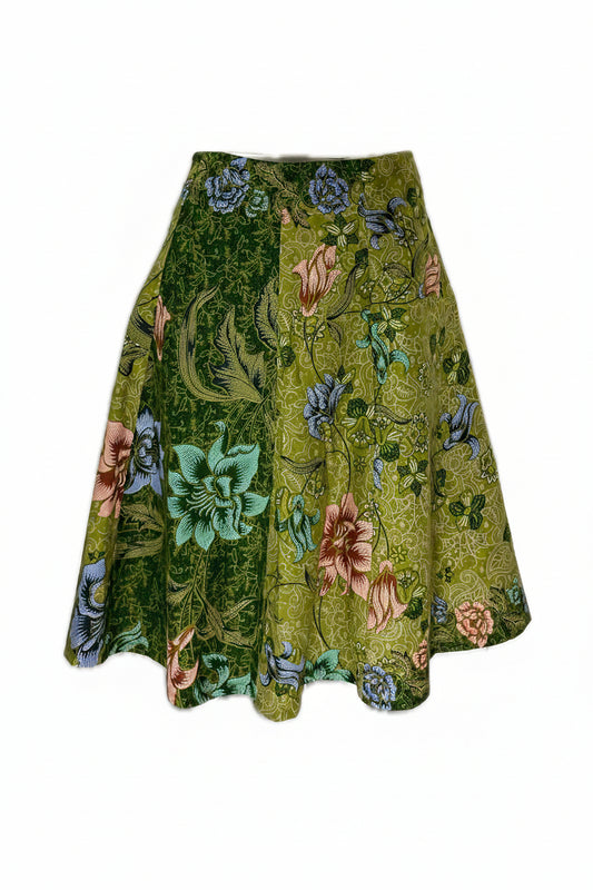 Ladies Batik Skirt LBSS-S-GREEN-A11-1002