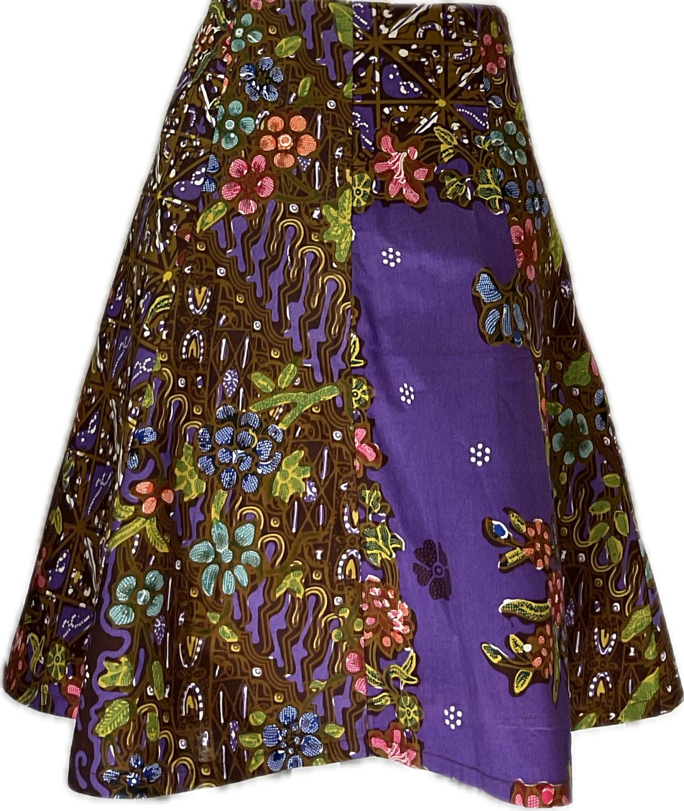 Ladies Batik Skirt LBSS-S-PURPLE-A11-10010