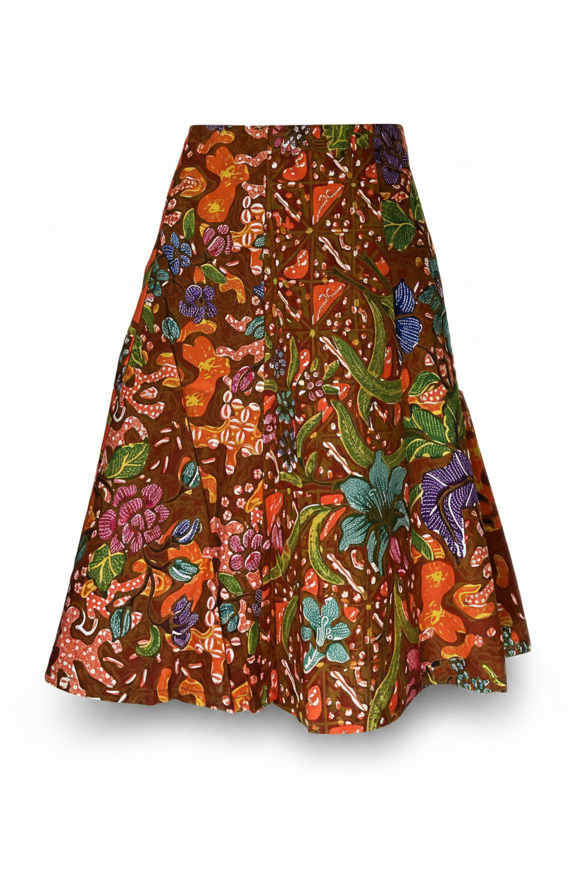 Ladies Batik Skirt LBSS-L-ORANGE-A11-1110010