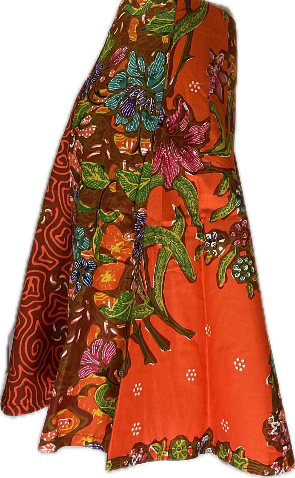 Ladies Batik Skirt LBSS-L-ORANGE-A11-1110010