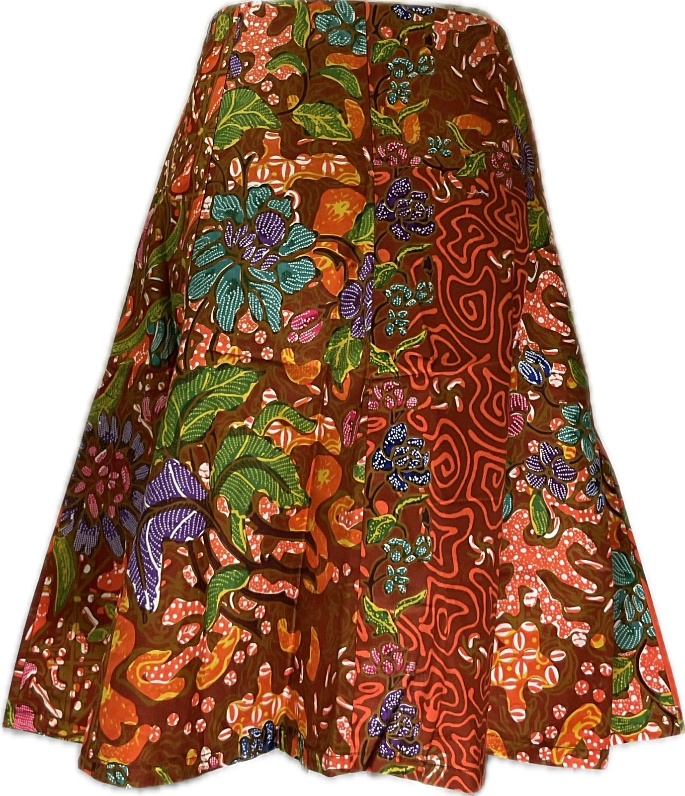 Ladies Batik Skirt LBSS-L-ORANGE-A11-1110010