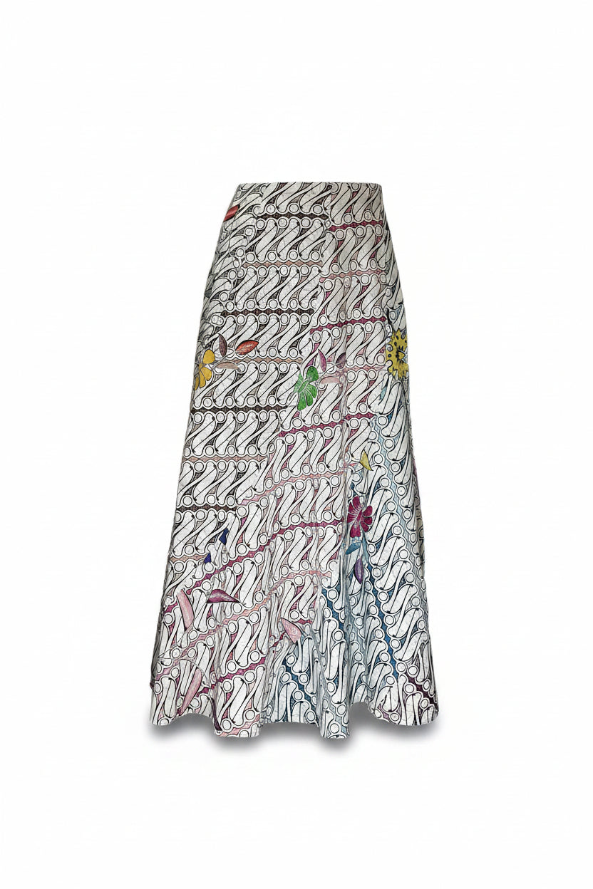 Ladies Batik Skirt LBLS-M-WHITE-A12-11003