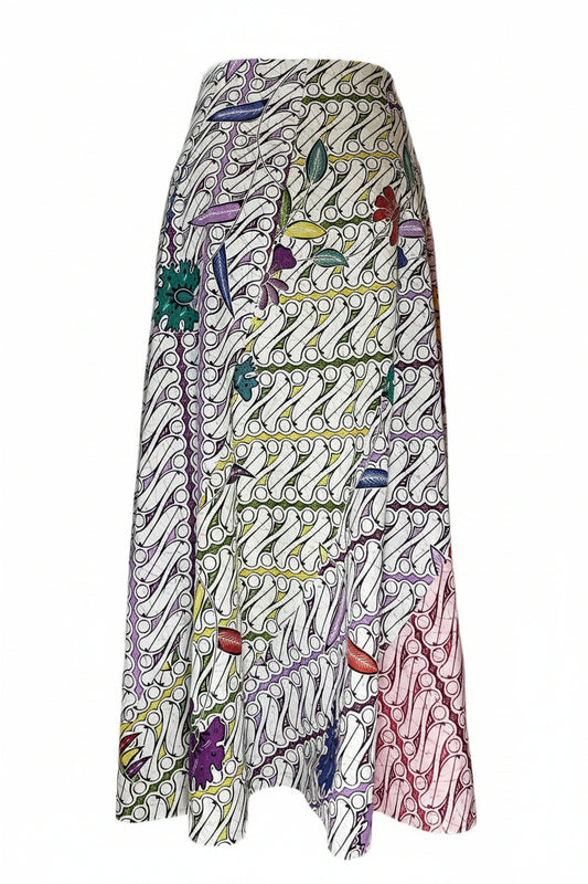 Ladies Batik Skirt LBLS-M-WHITE-A12-11003