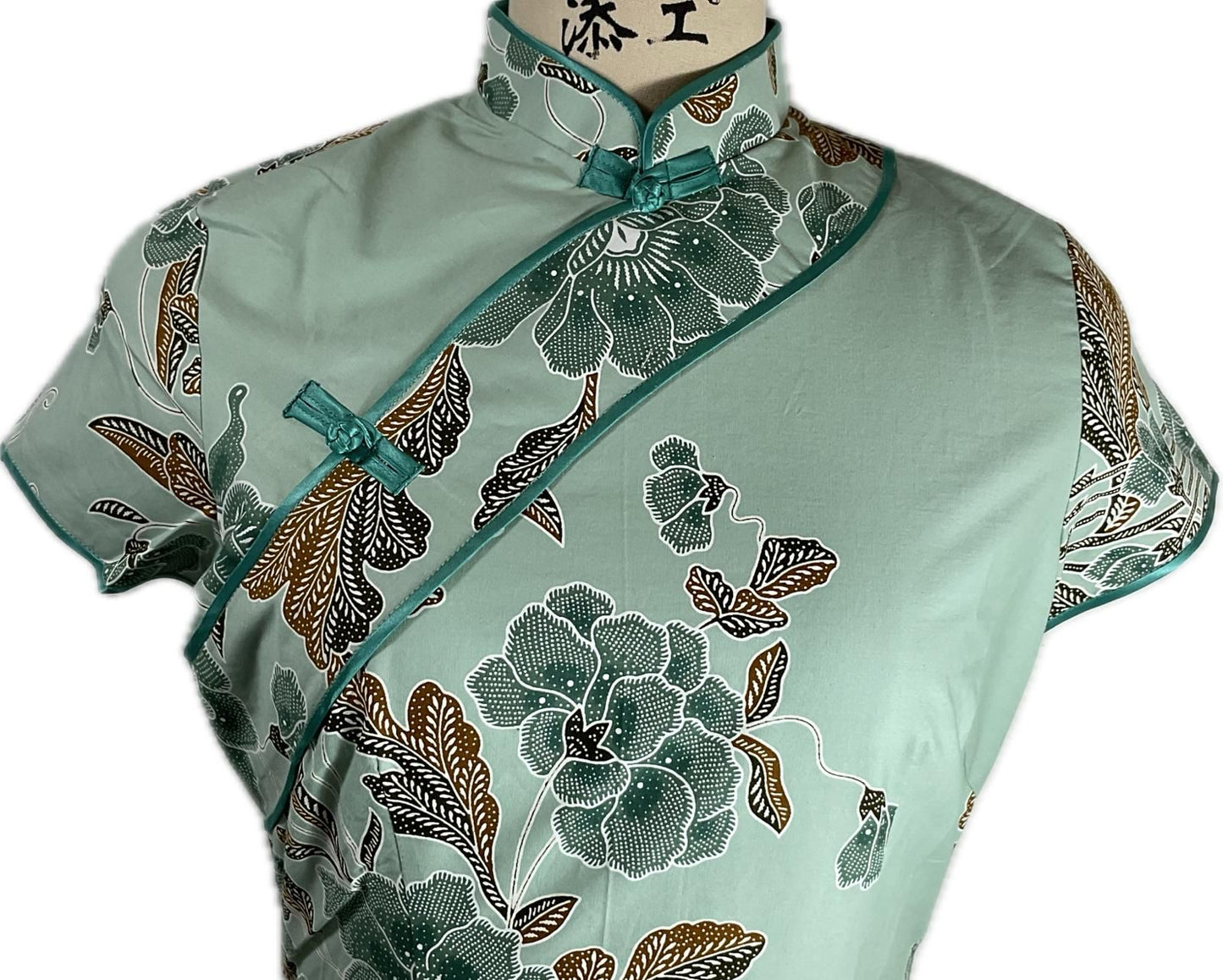Batik Cheongsam BCS-S-GREEN-A-4002