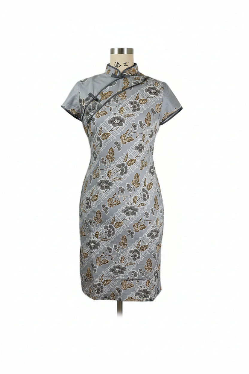 Batik Cheongsam BCS-M-GREY-A-44002