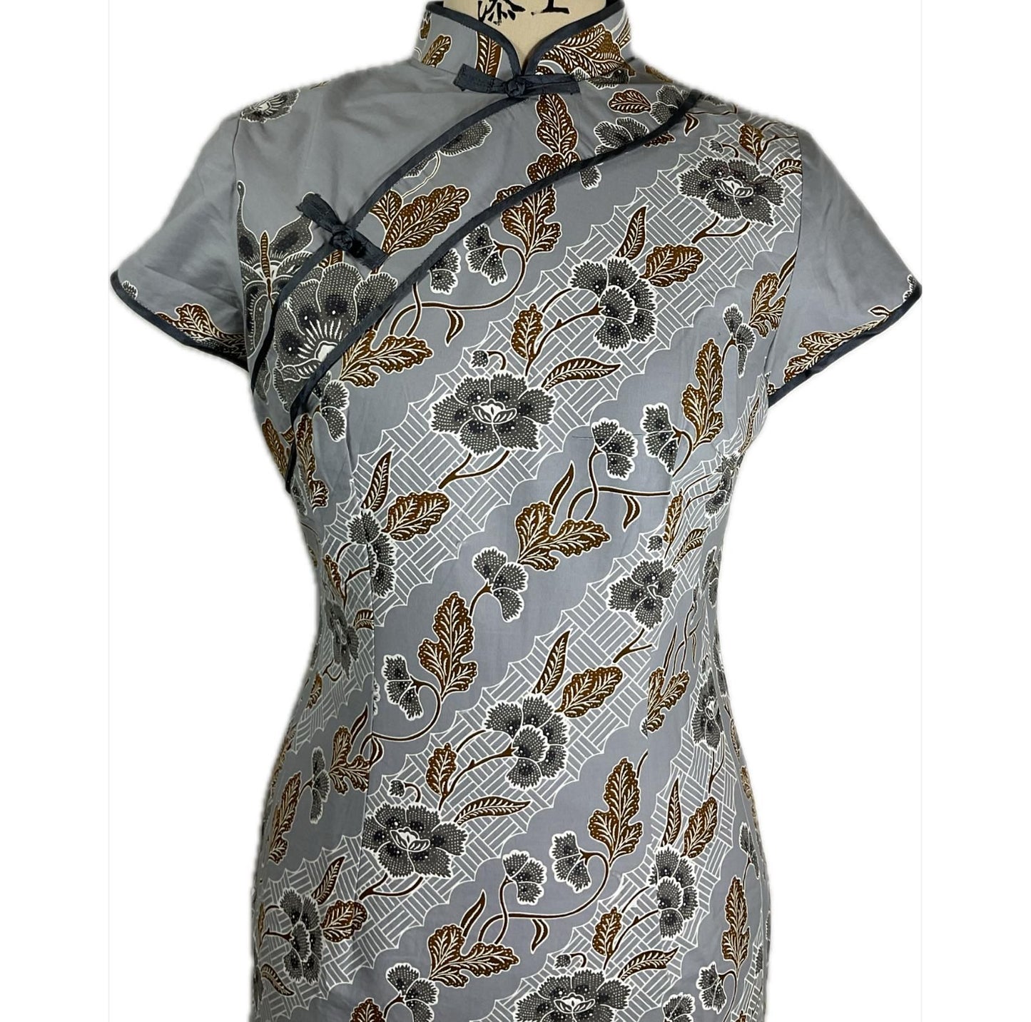 Batik Cheongsam BCS-M-GREY-A-44002