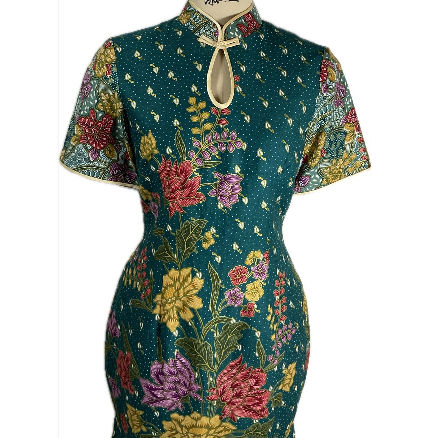 Batik Cheongsam BCS-L-TURQUOISE-A-444002