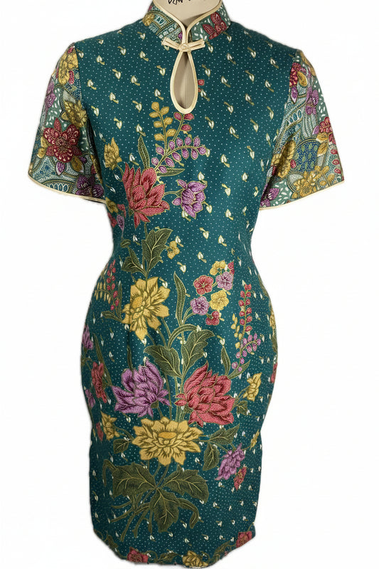 Batik Cheongsam BCS-S-GREEN-A-4001