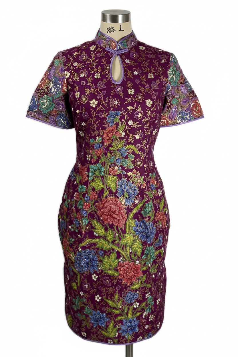 Batik Cheongsam BCS-M-PURPLE-A-44009