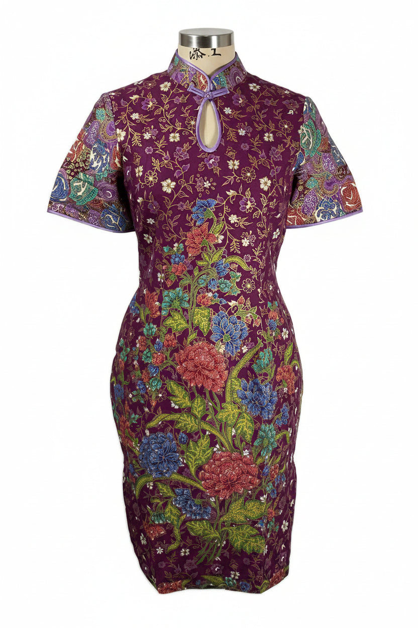 Batik Cheongsam BCS-M-PURPLE-A-44009