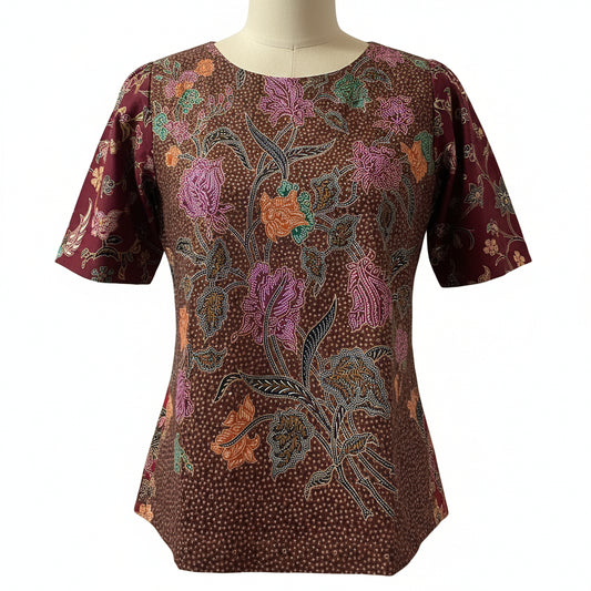 Ladies Batik Top LBT-M-MAROON-Q11005