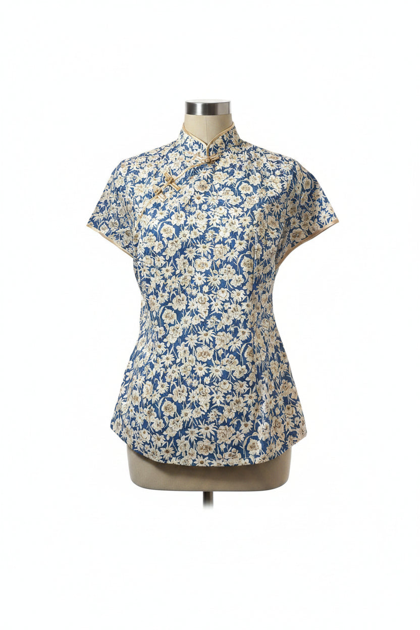 Ladies Batik Top LBT-S-BLUE-R1005