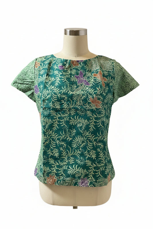 Ladies Batik Top LBT-M-GREEN-AF11003