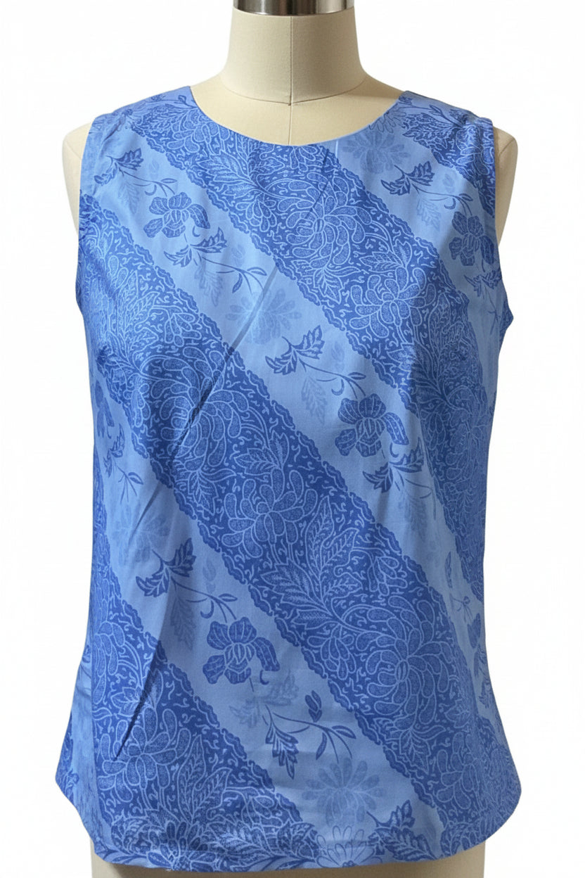 Ladies Batik Top LBT-S-BLUE-L1002