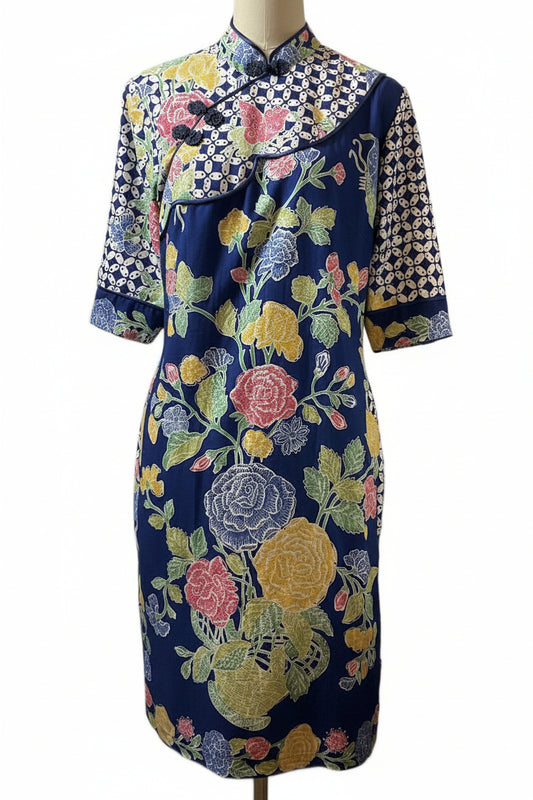 Batik Cheongsam BCS-XXXL-BLUE-A-444444001