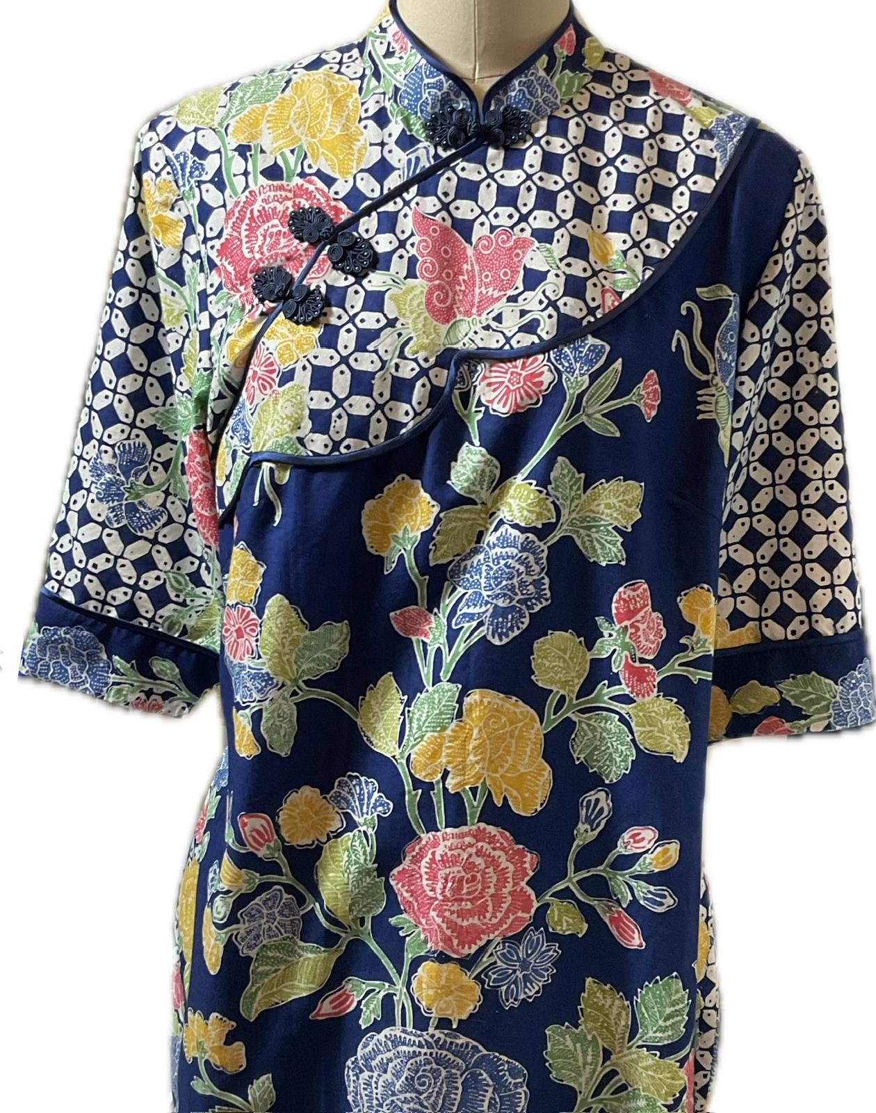 Batik Cheongsam BCS-XXXL-BLUE-A-444444001