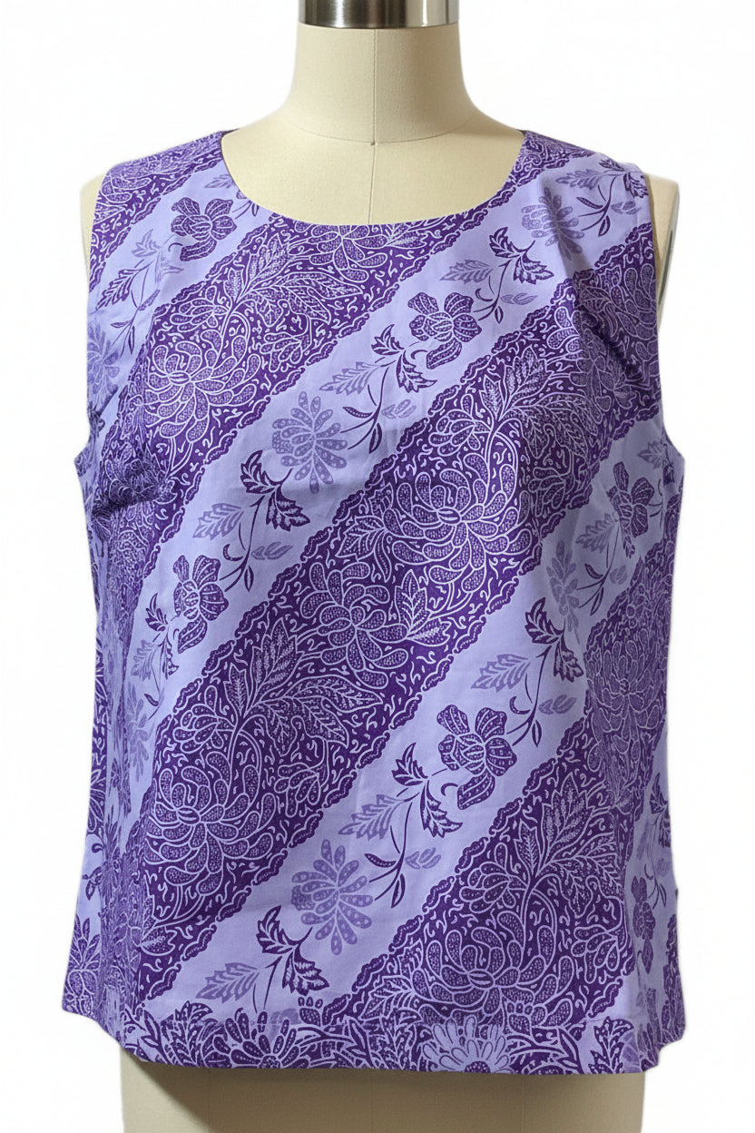 Ladies Batik Top LBT-M-PURPLE-L110011