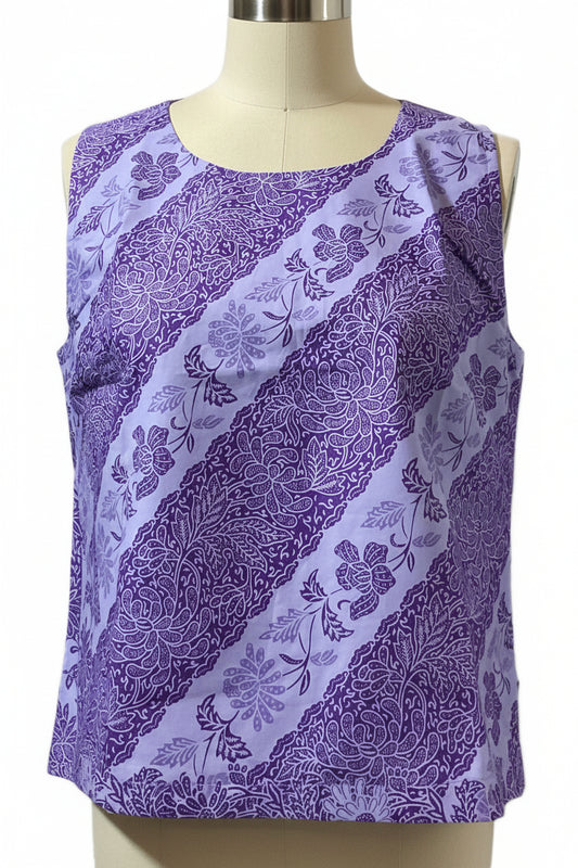 Ladies Batik Top LBT-M-PURPLE-L110011