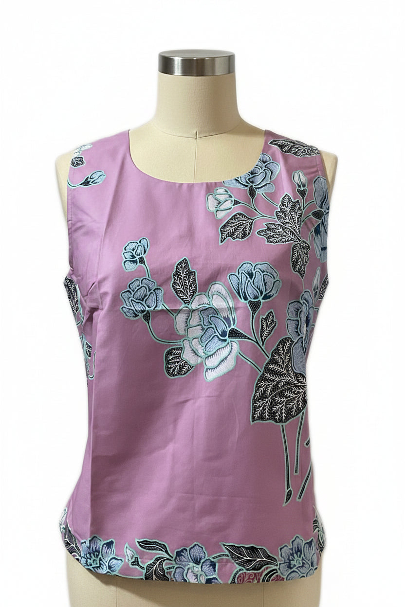 Ladies Batik Top LBT-M-PURPLE-L110012