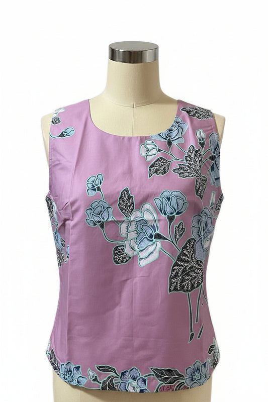 Ladies Batik Top LBT-M-PURPLE-L110016
