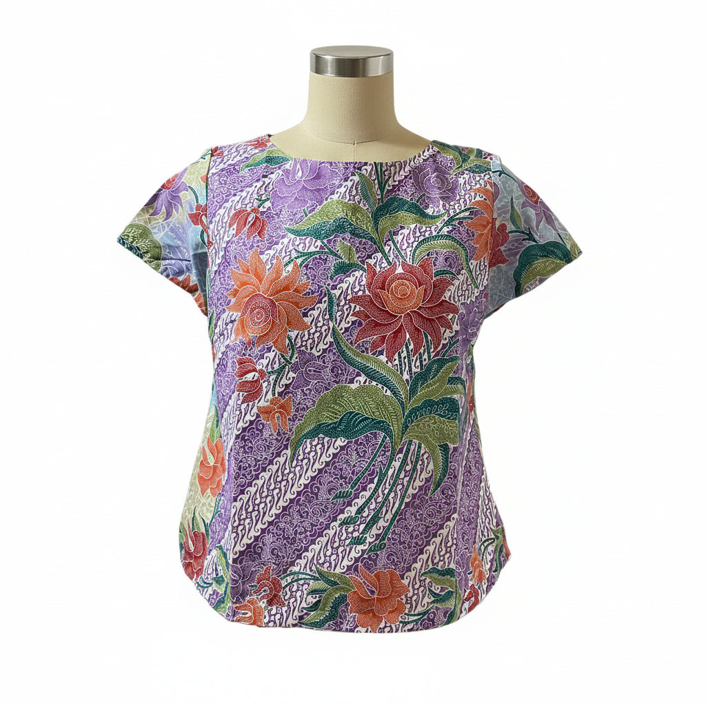 Ladies Batik Top LBT-M-PURPLE-AF-11006