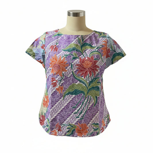 Ladies Batik Top LBT-M-PURPLE-AF-11006