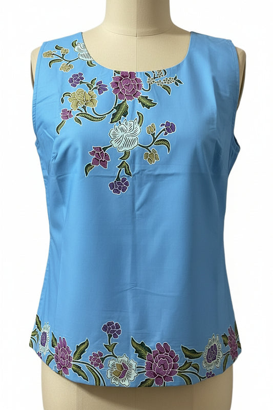 Ladies Batik Top LBT-M-BLUE-L110015