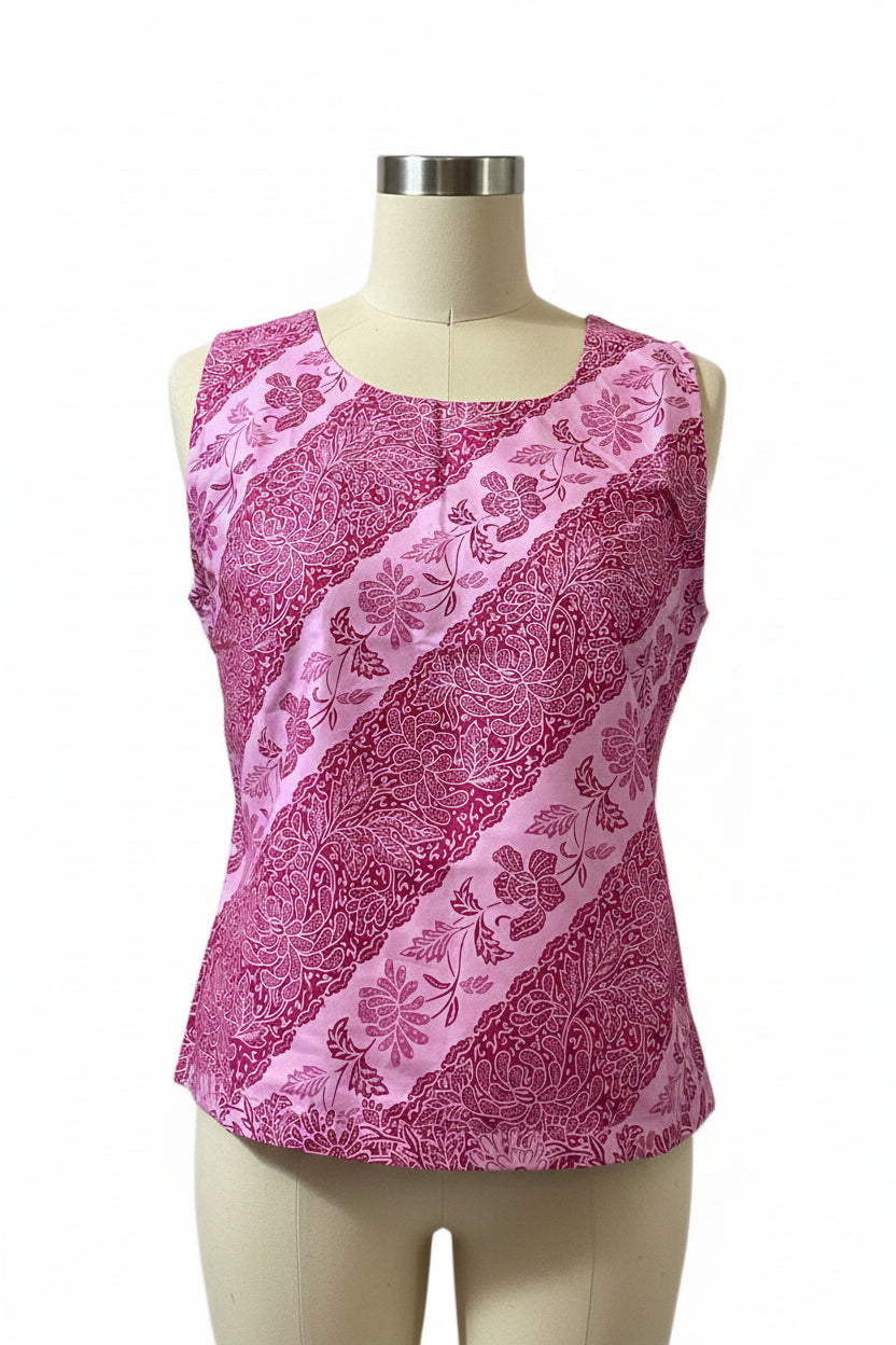 Ladies Batik Top LBT-M-PINK-L110017