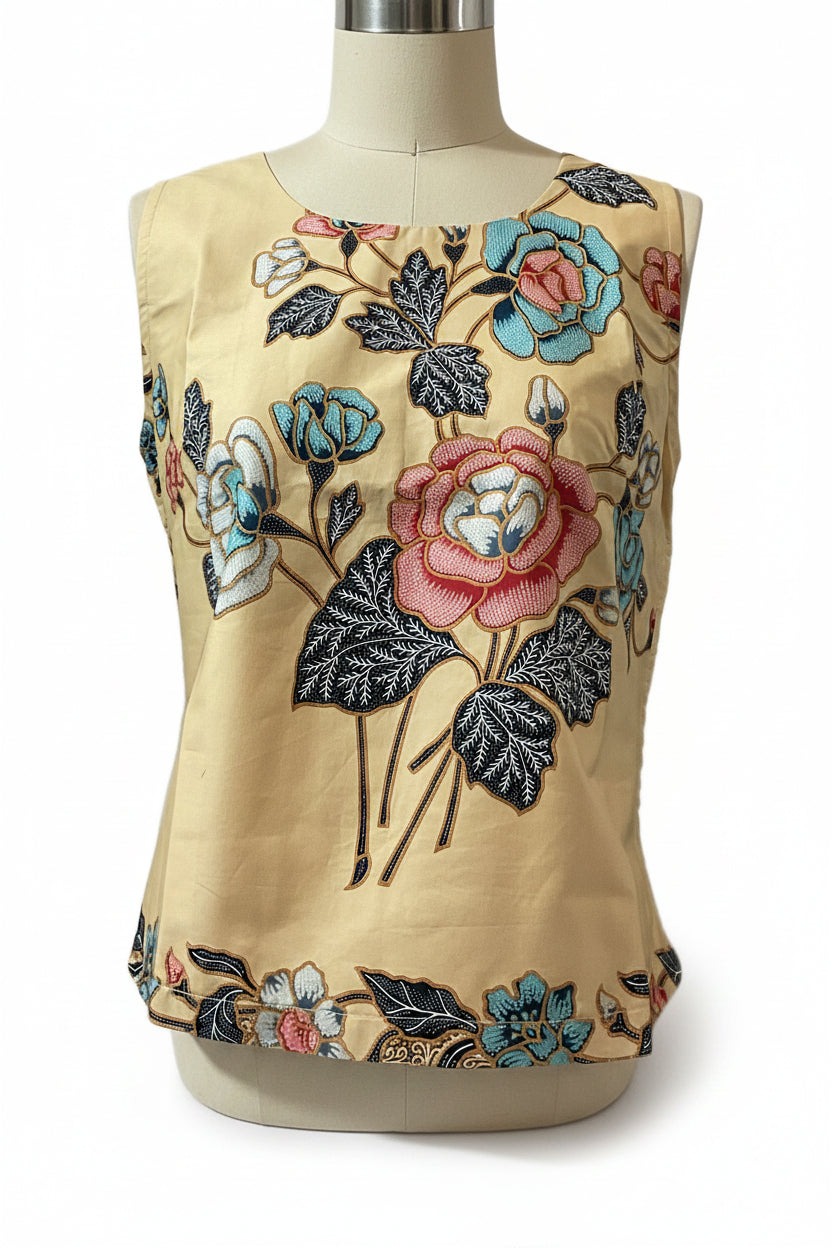 Ladies Batik Top LBT-M-YELLOW-L110018