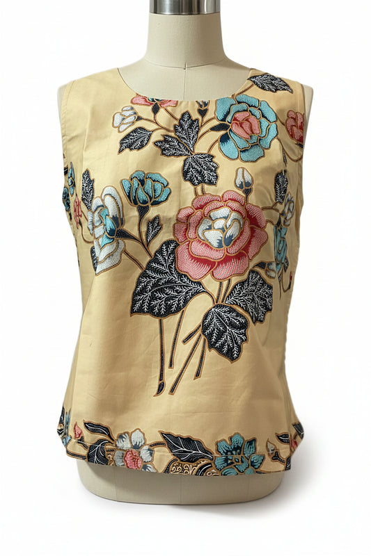 Ladies Batik Top LBT-M-YELLOW-L110018
