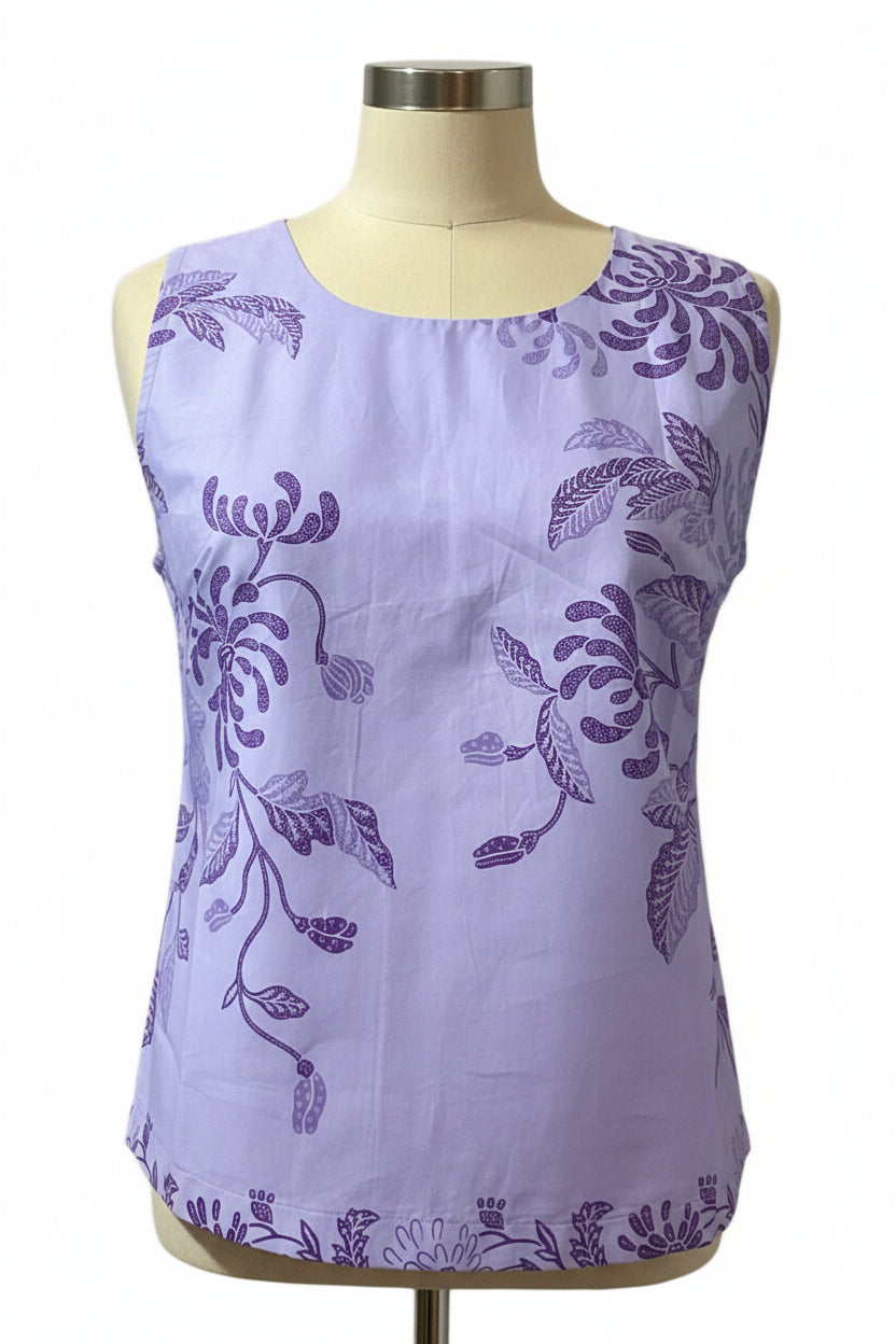 Ladies Batik Top LBT-M-PURPLE-L110019
