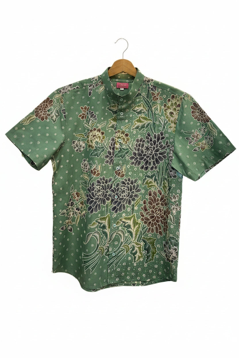 Mens Batik Top MBT-L-GREEN-22019