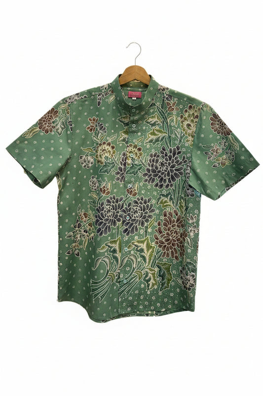 Mens Batik Top MBT-L-GREEN-22019