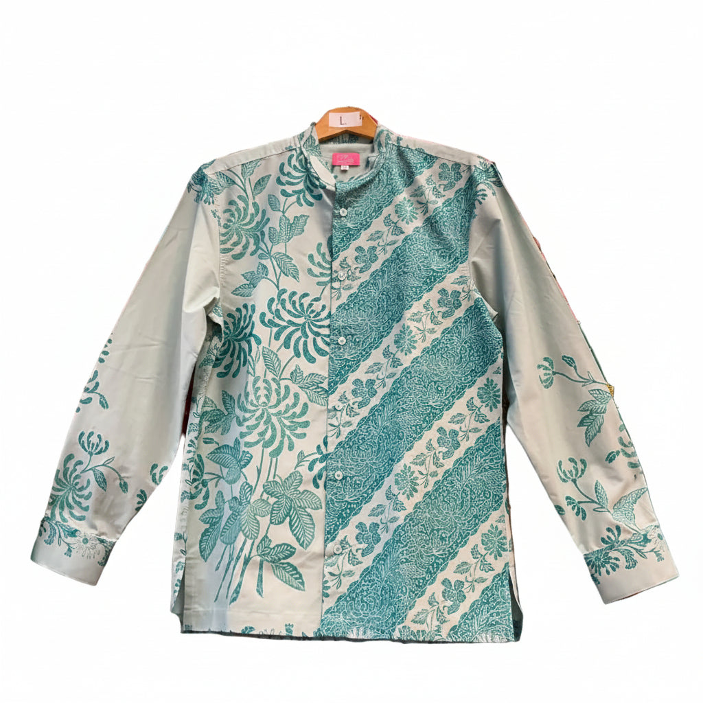 Mens Batik Top Long Sleeve MBT-M-GREEN-A2003