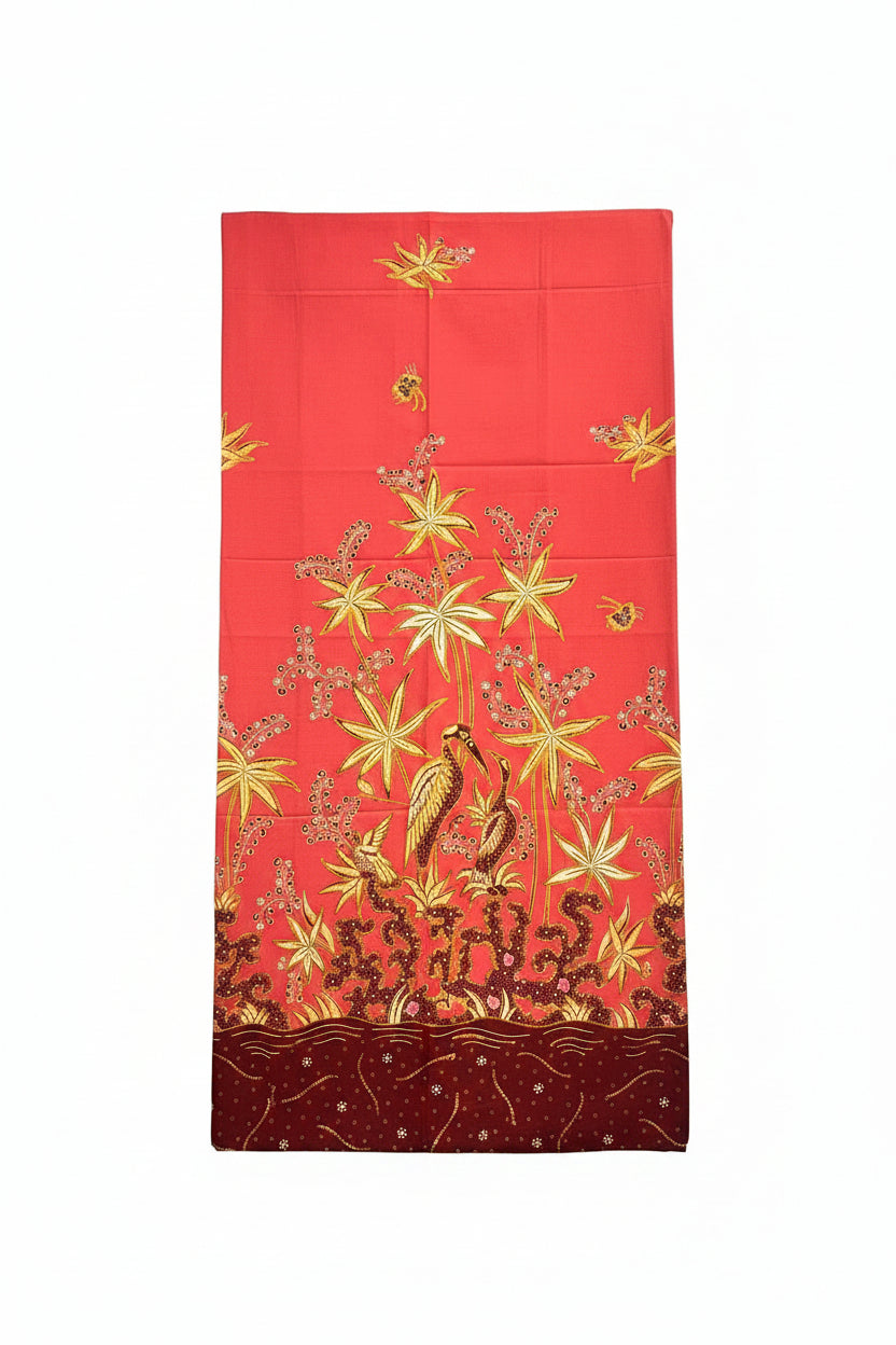 Hand Draw Batik Fabric HDBF-2M-PEACH-8030