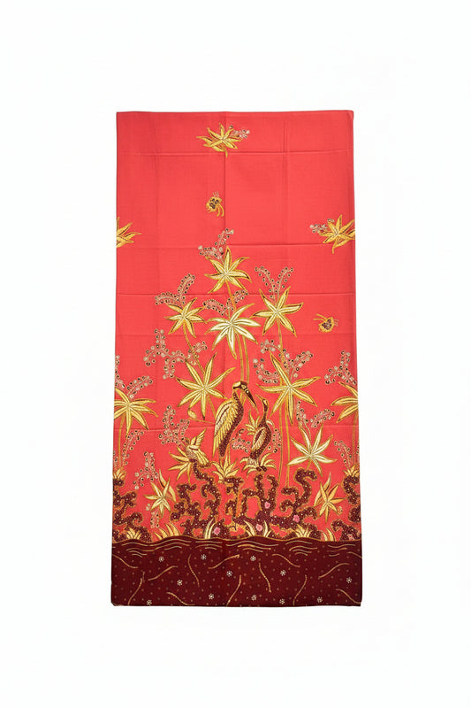 Hand Draw Batik Fabric HDBF-2M-PEACH-8030
