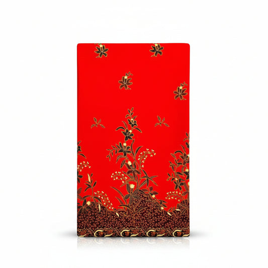 Hand Draw Batik Fabric HDBF-2M-RED-8021