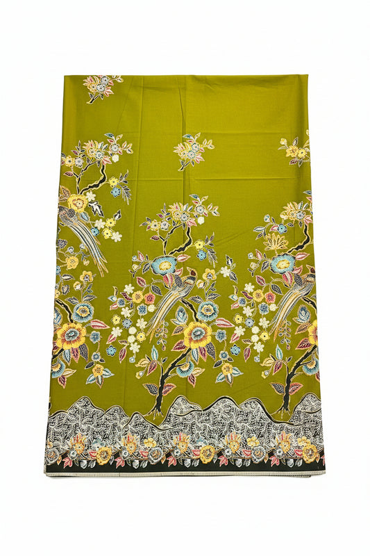 Hand Draw Batik Fabric HDBF-2M-GREEN-8024