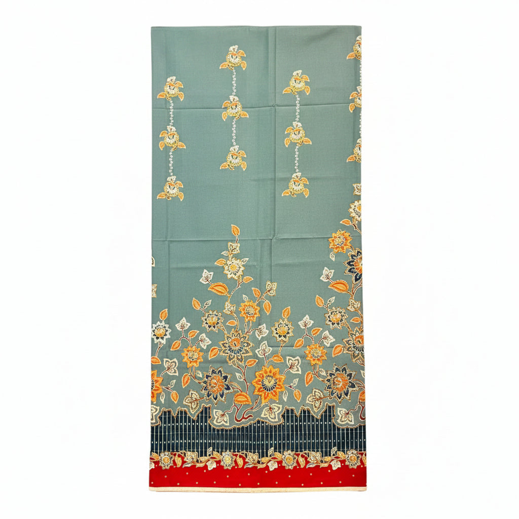 Hand Draw Batik Fabric HDBF-2M-BLUE-8023