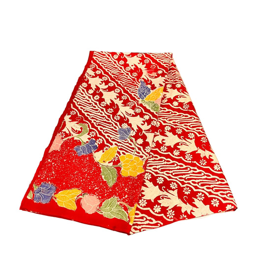 Hand Draw Batik Fabric HDBF-2M-RED-A7001