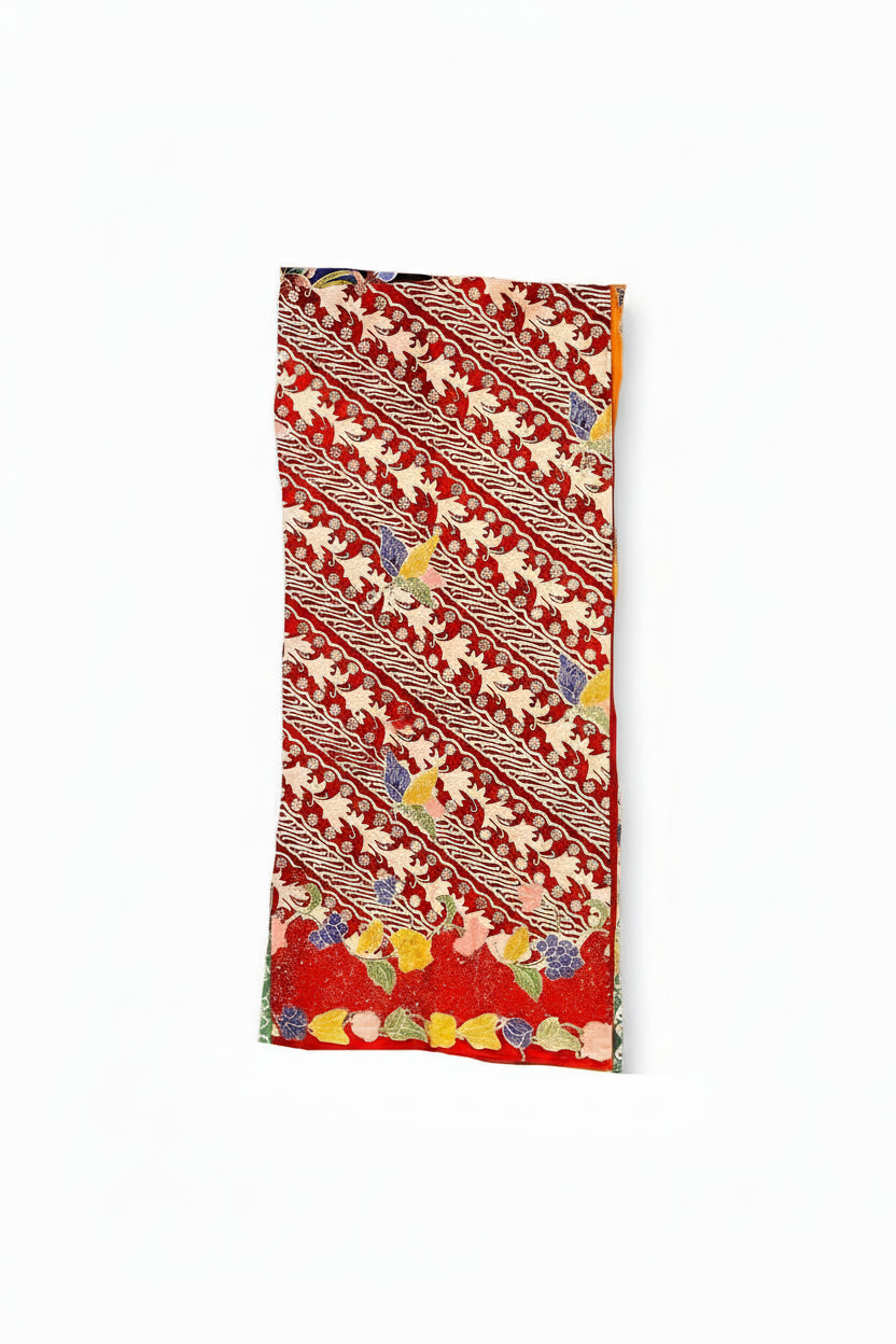 Hand Draw Batik Fabric HDBF-2M-RED-A7001