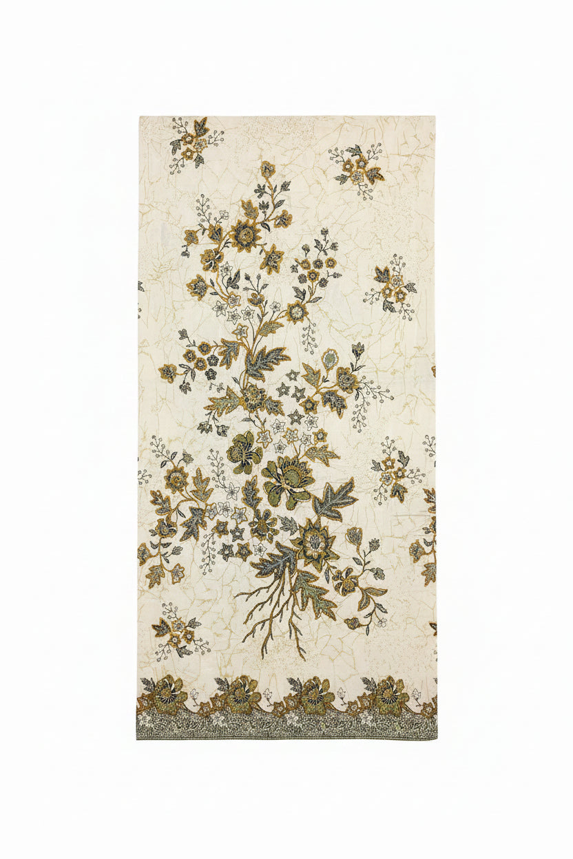 Hand Draw Batik Fabric HDBF-2M-BEIGE-8032